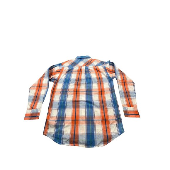 Southpole Signature Series Mens Large Blue & Orange Plaid Long Sleeve Shirt Y2K - Picture 2 of 12